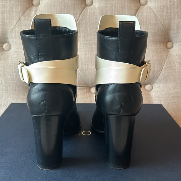 Sergio Rossi Black White Leather Ankle Boots Sz 7.5 US - Picture 5 of 11